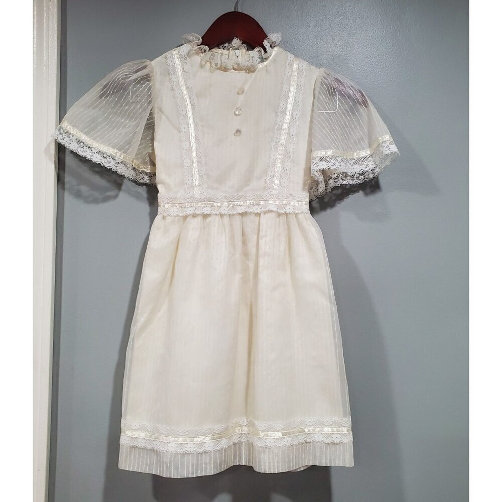 Vintage Sears Girls Dress Layered Lace Flower Girl First Communion Ivory Sz 7